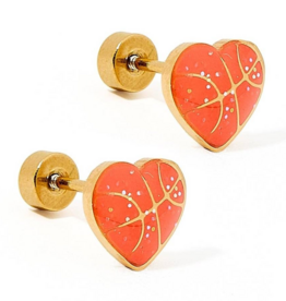 LINNY & CO Basketball Gold Screwback Stud Earrings