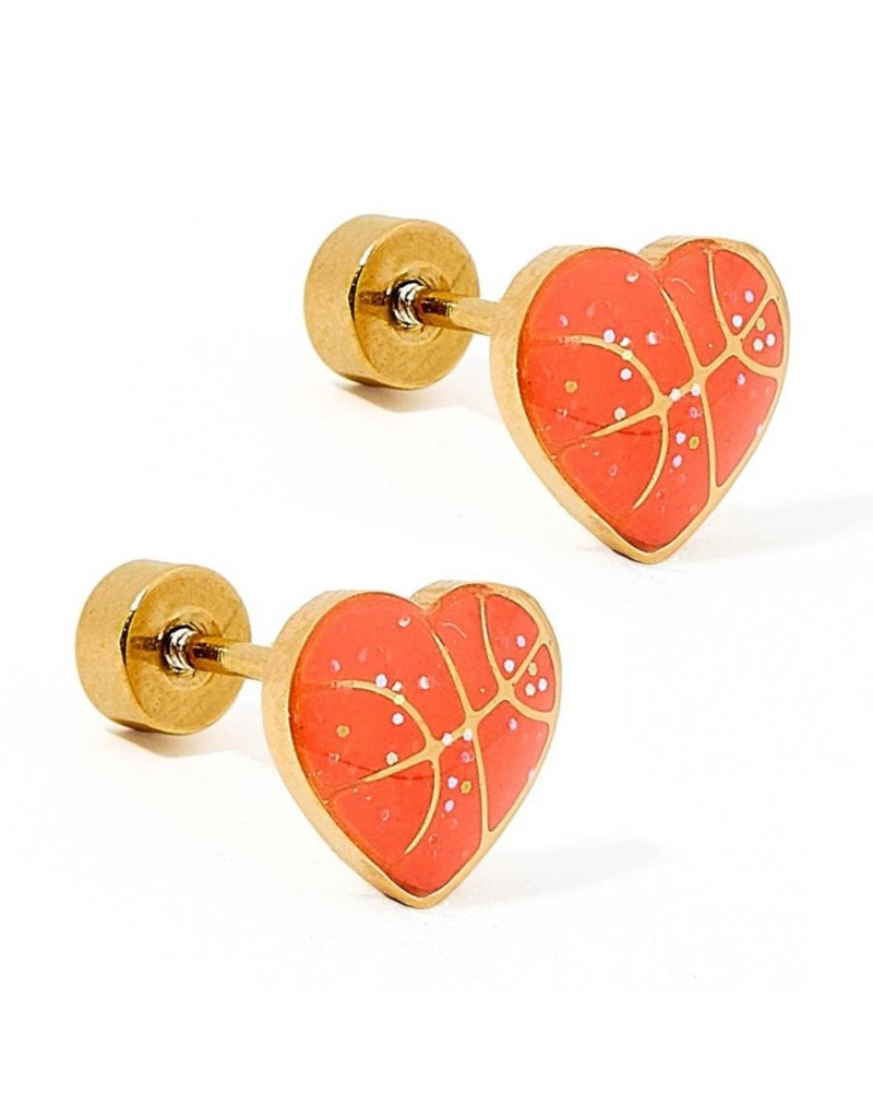 LINNY & CO Basketball Gold Screwback Stud Earrings