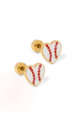 LINNY & CO Baseball Gold Screwback Stud Earrings