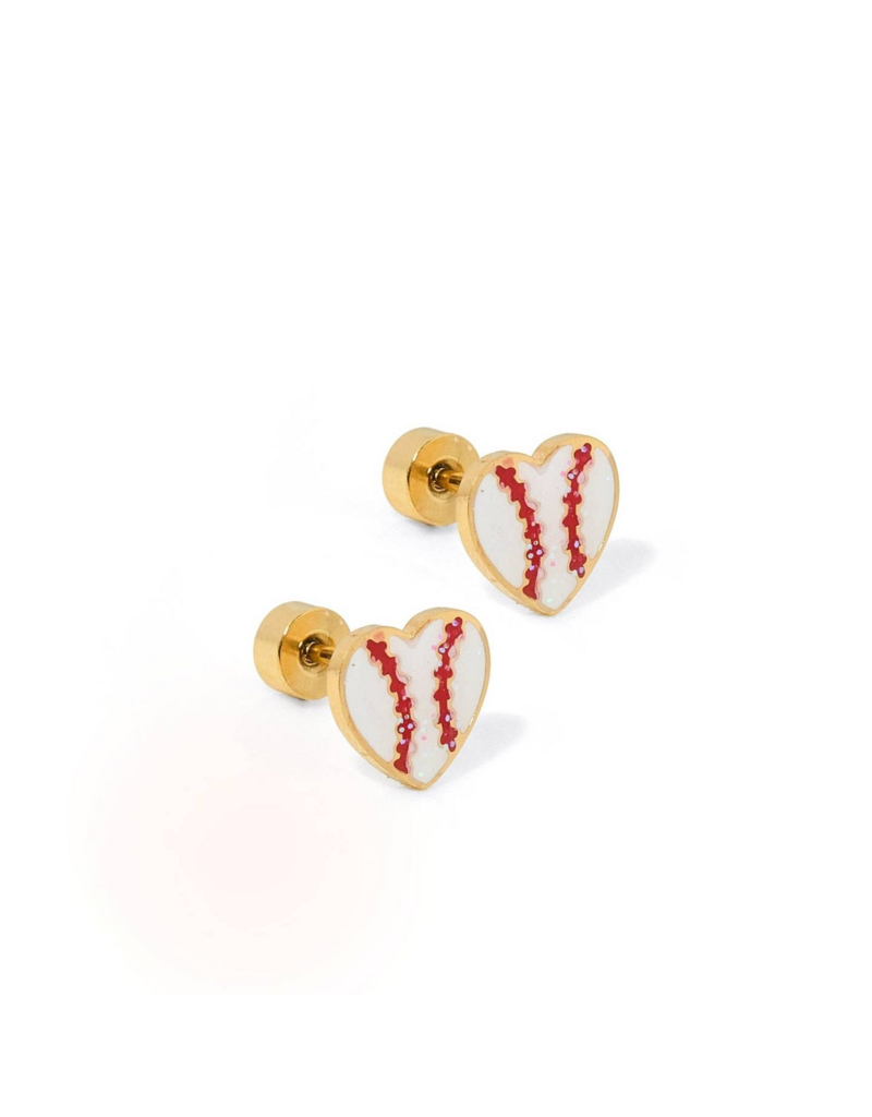 LINNY & CO Baseball Gold Screwback Stud Earrings