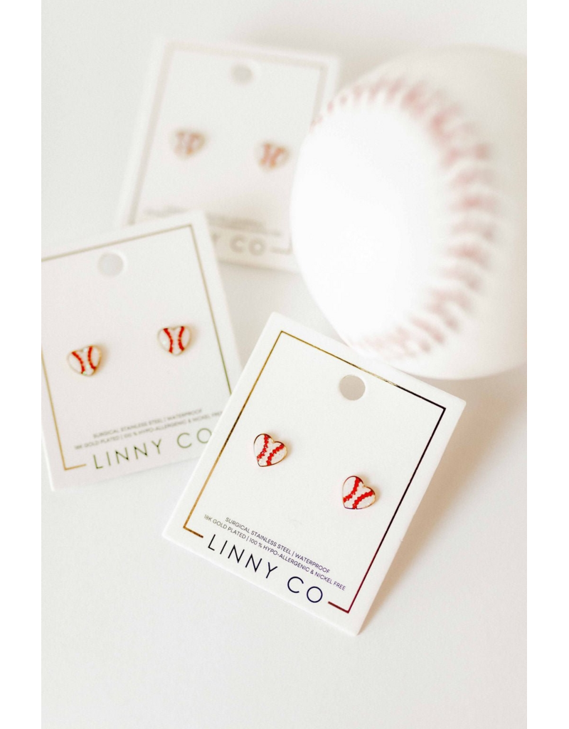 LINNY & CO Baseball Gold Screwback Stud Earrings