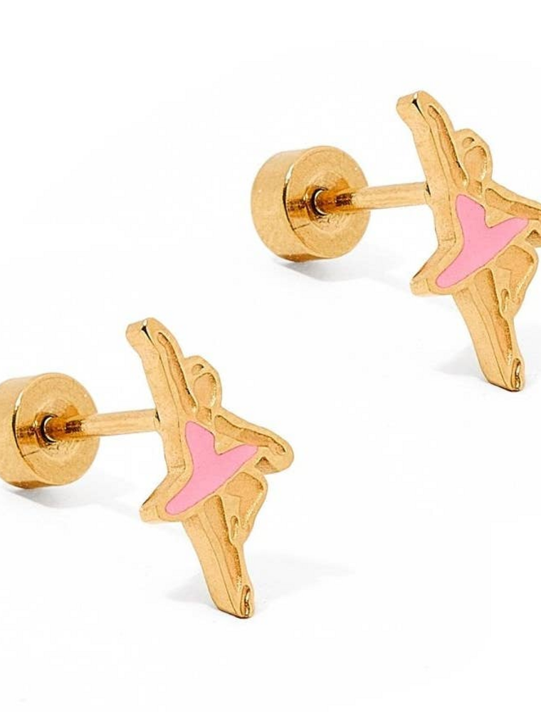 LINNY & CO Ballerina Gold Screwback Stud Earrings