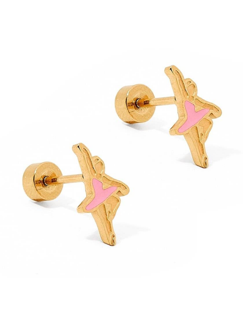 LINNY & CO Ballerina Gold Screwback Stud Earrings