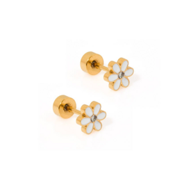 LINNY & CO Alli White Gold Screwback Stud Earrings