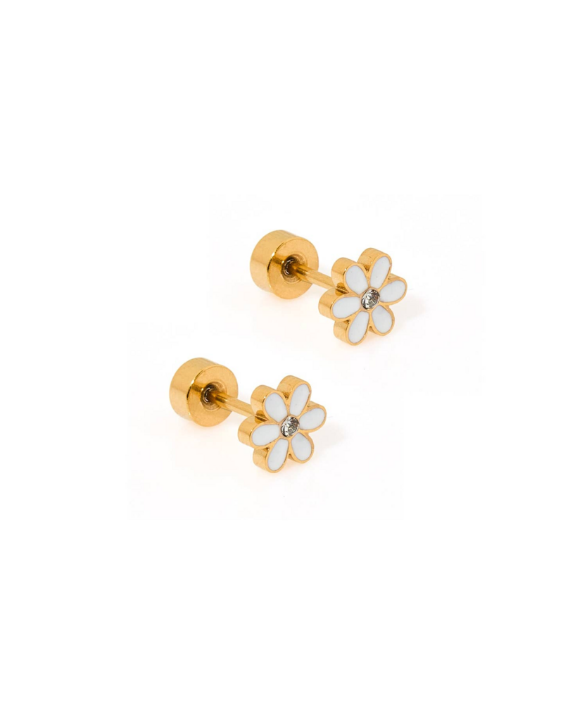 LINNY & CO Alli White Gold Screwback Stud Earrings