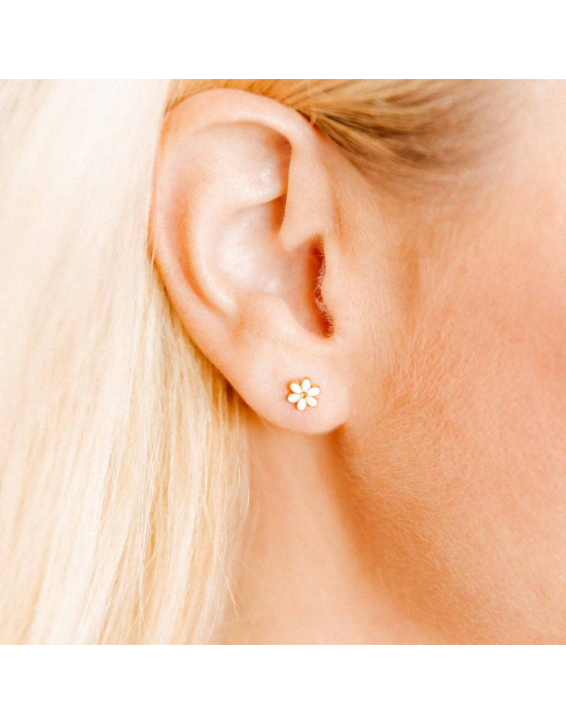 LINNY & CO Alli White Gold Screwback Stud Earrings