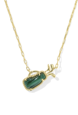 KENDRA SCOTT DESIGN Golf Gold Short Pendant Necklace in Green Malachite