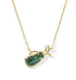 KENDRA SCOTT DESIGN Golf Gold Short Pendant Necklace in Green Malachite