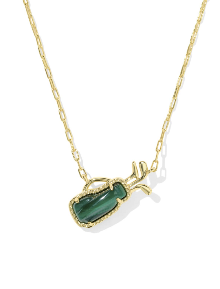 KENDRA SCOTT DESIGN Golf Gold Short Pendant Necklace in Green Malachite
