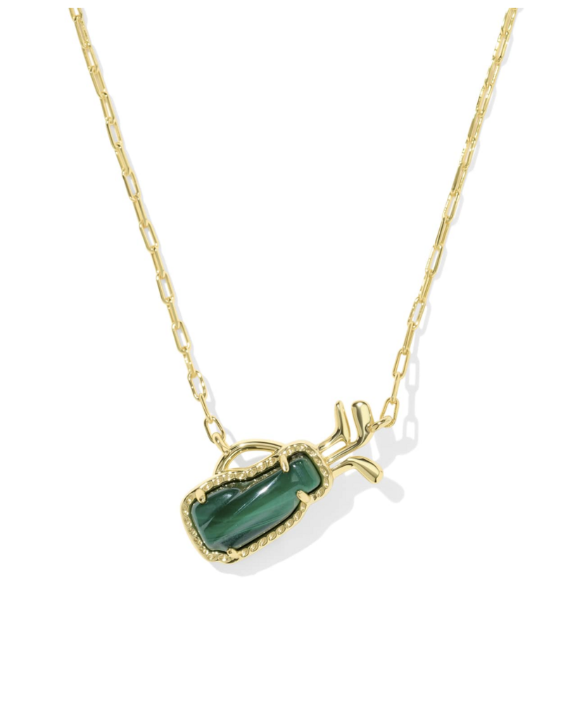 KENDRA SCOTT DESIGN Golf Gold Short Pendant Necklace in Green Malachite
