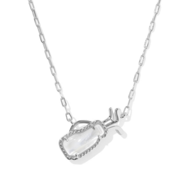 KENDRA SCOTT DESIGN Golf Silver Short Pendant Necklace in Ivory Mother-of-Pearl