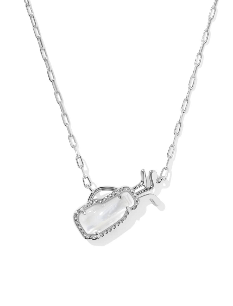 KENDRA SCOTT DESIGN Golf Silver Short Pendant Necklace in Ivory Mother-of-Pearl