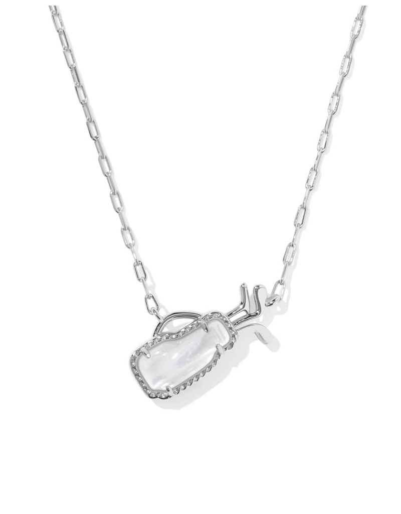 KENDRA SCOTT DESIGN Golf Silver Short Pendant Necklace in Ivory Mother-of-Pearl