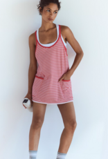 FREE PEOPLE MOVEMENT Hot Shot Printed Mini Dress in Court Stripe Grapefruit