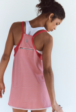 FREE PEOPLE MOVEMENT Hot Shot Printed Mini Dress in Court Stripe Grapefruit