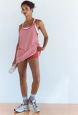 FREE PEOPLE MOVEMENT Hot Shot Printed Mini Dress in Court Stripe Grapefruit