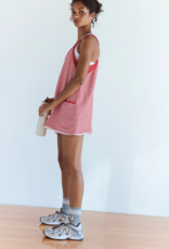 FREE PEOPLE MOVEMENT Hot Shot Printed Mini Dress in Court Stripe Grapefruit