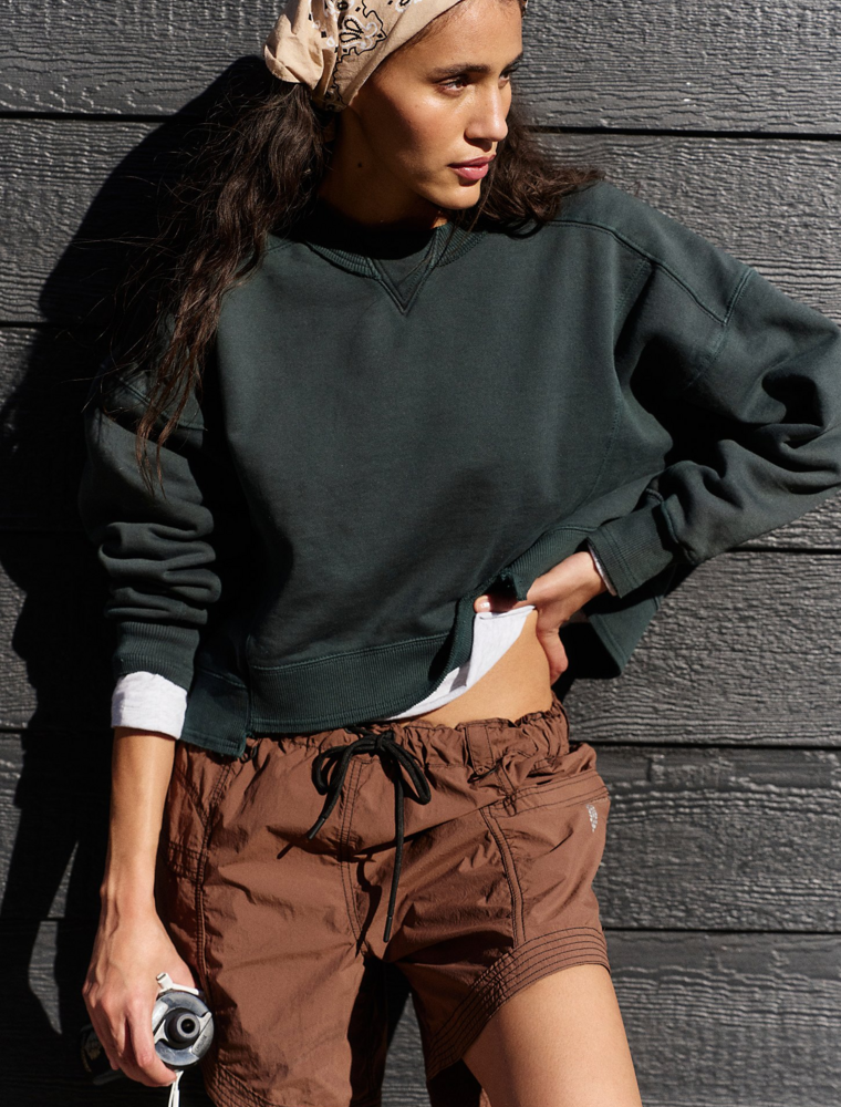 FREE PEOPLE MOVEMENT Intercept Pullover in Evergreen