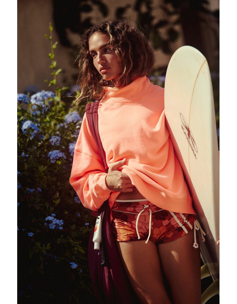 FREE PEOPLE MOVEMENT A Cut Above Mock Neck Pullover Sweatshirt in Neon Coral