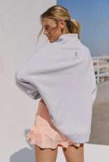 FREE PEOPLE MOVEMENT A Cut Above Mock Neck Pullover Sweatshirt in White Heather Grey