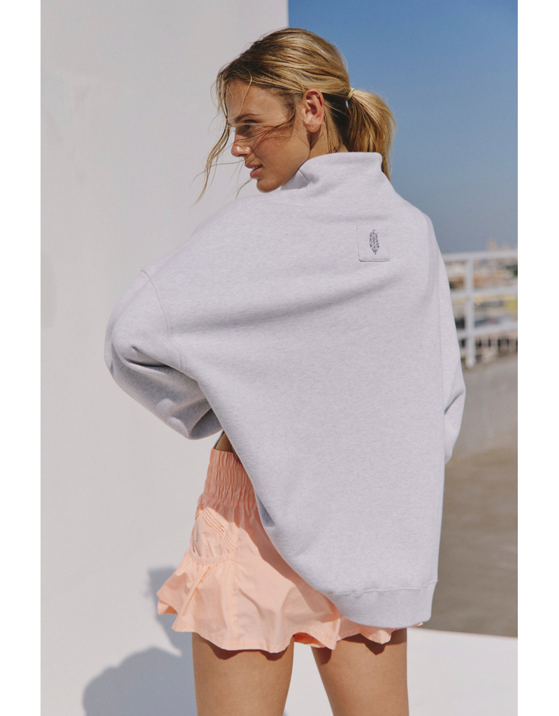 FREE PEOPLE MOVEMENT A Cut Above Mock Neck Pullover Sweatshirt in White Heather Grey