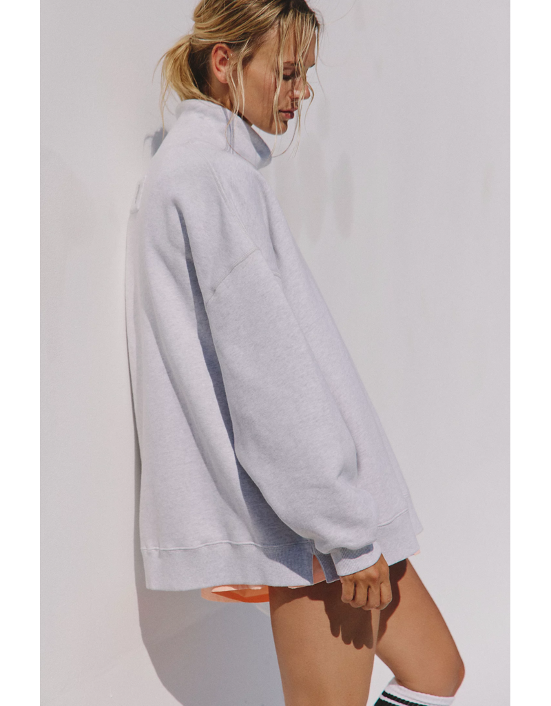 FREE PEOPLE MOVEMENT A Cut Above Mock Neck Pullover Sweatshirt in White Heather Grey