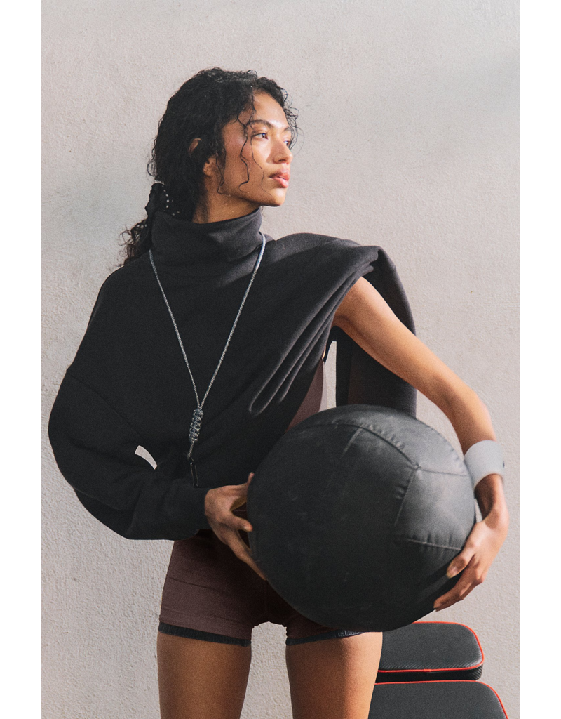FREE PEOPLE MOVEMENT A Cut Above Mock Neck Pullover Sweatshirt in Black