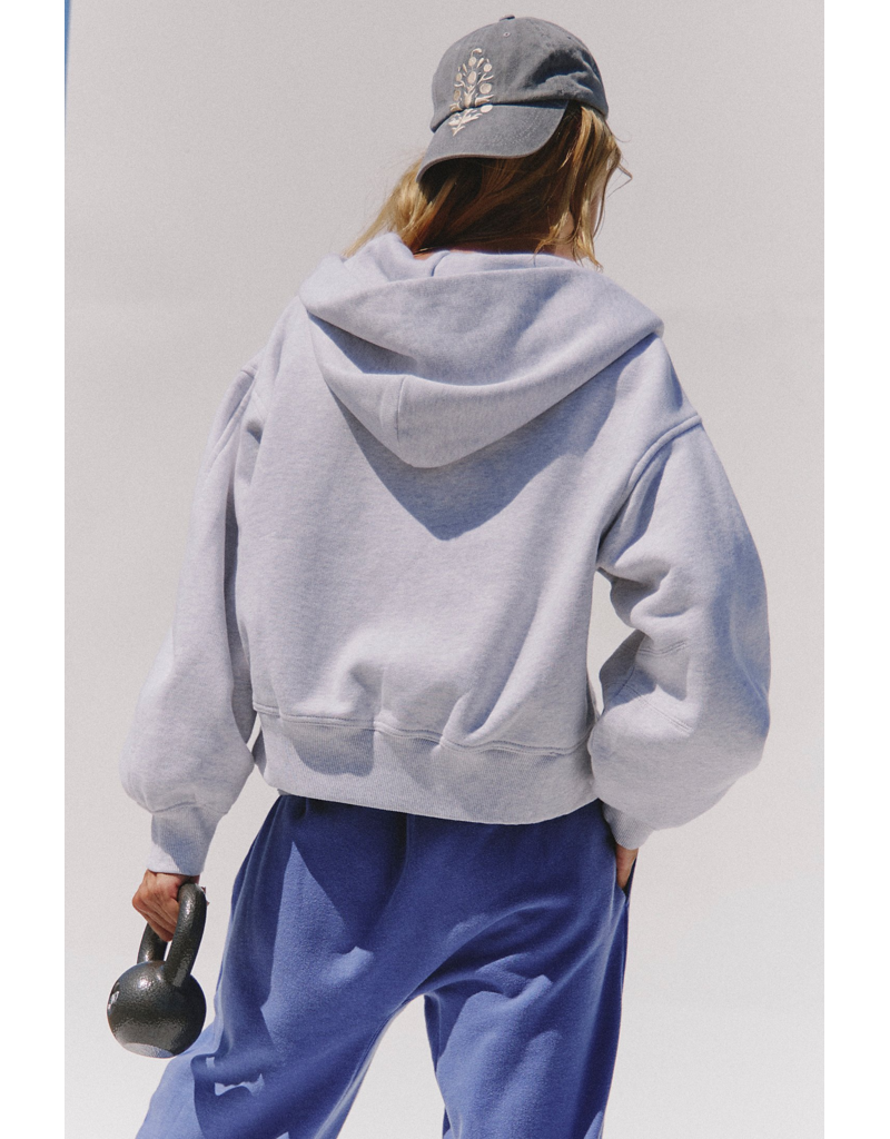 FREE PEOPLE MOVEMENT A Cut Above Zip-Up Hoodie in White Heather Grey