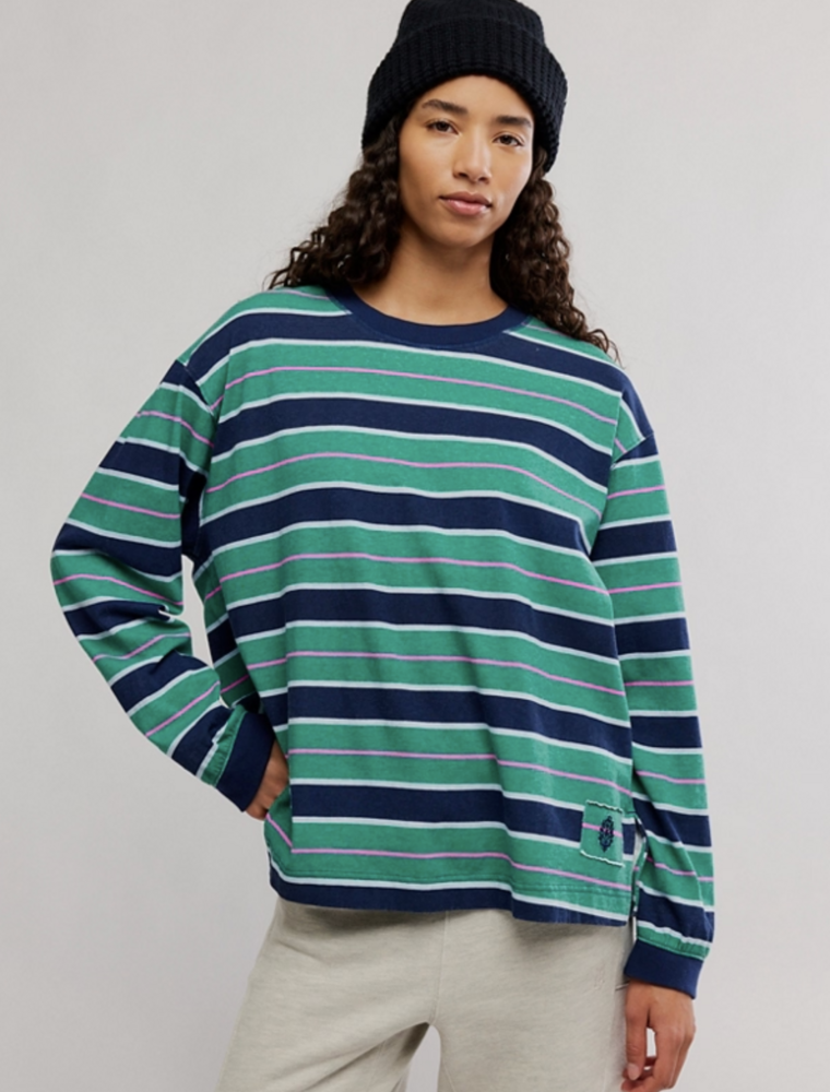 FREE PEOPLE MOVEMENT Printed Hustle Layer in Navy/Green Glow Combo