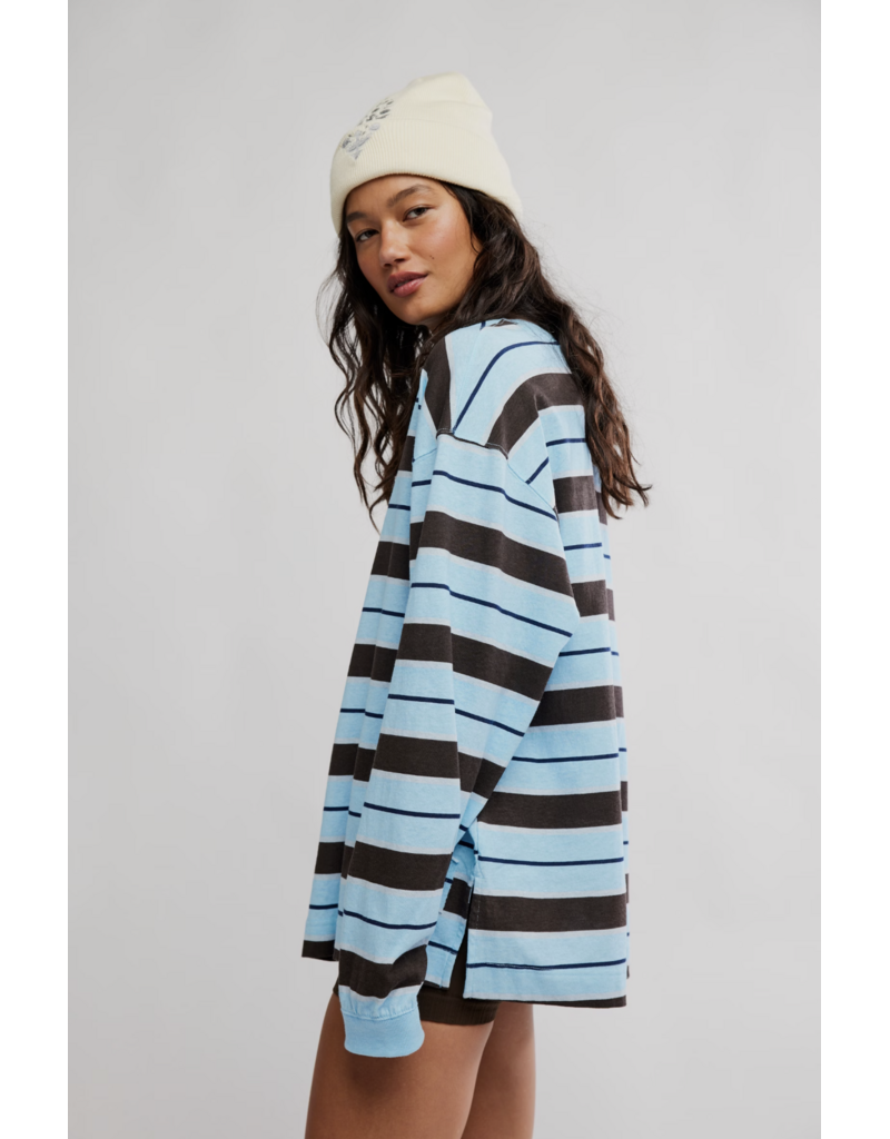 FREE PEOPLE MOVEMENT Printed Hustle Layer in Bright Blue/Chocolate Combo