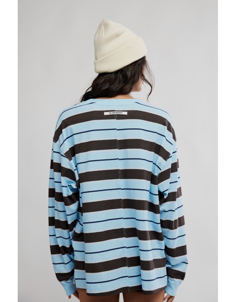 FREE PEOPLE MOVEMENT Printed Hustle Layer in Bright Blue/Chocolate Combo