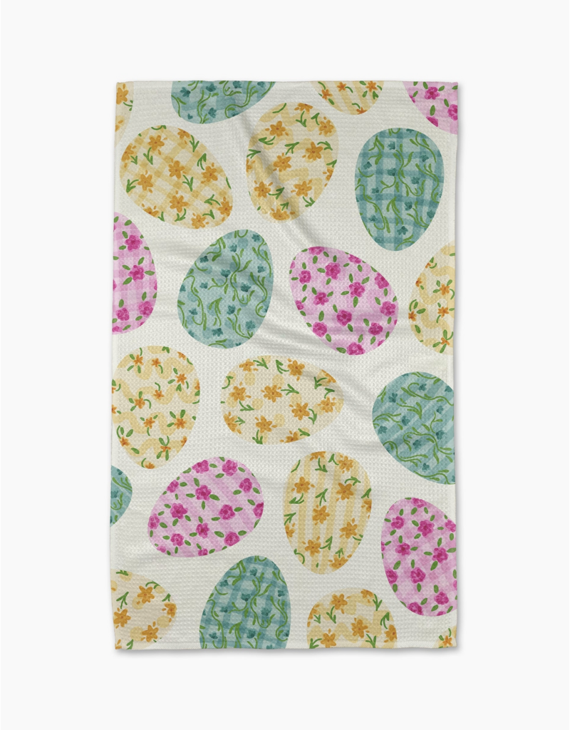 GEOMETRY Colorful Easter Eggs Tea Towel