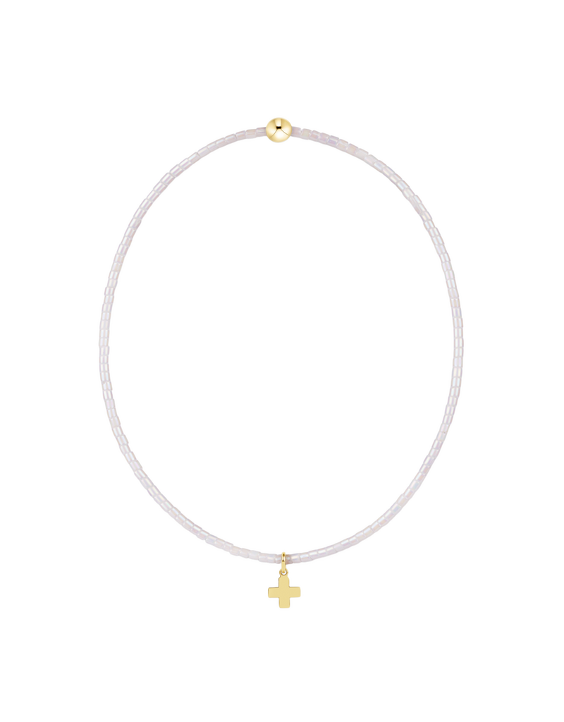 ENEWTON DESIGN Hope Classic Bracelet with Gold Signature Cross Small Charm in Silky White/Gold