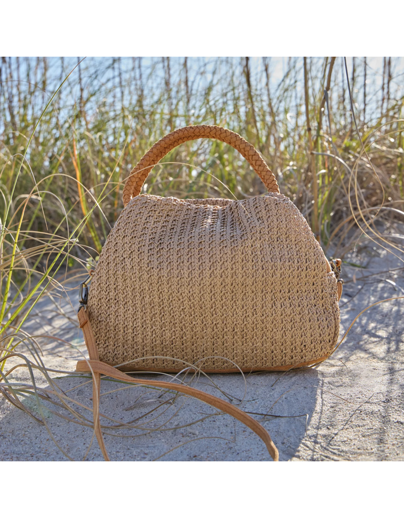 HOBO Darling Small Satchel in Meadow Woven Straw