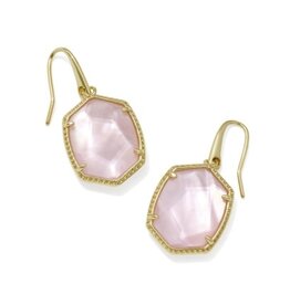 KENDRA SCOTT DESIGN Daphne Gold Frame Drop Earrings in Light Pink Mother-of-Pearl