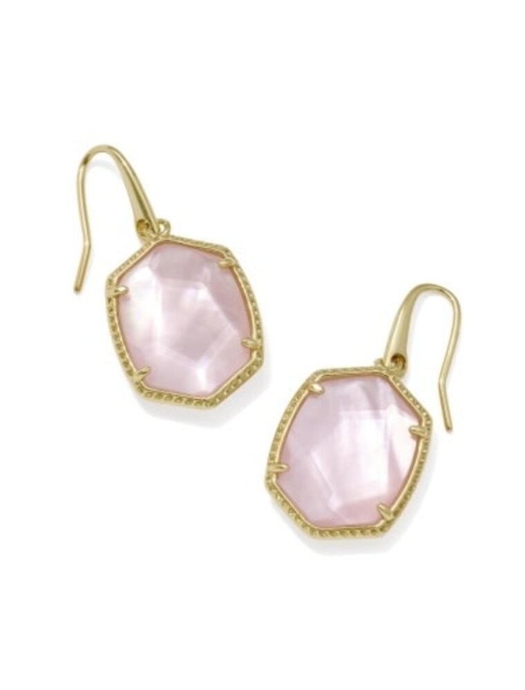 KENDRA SCOTT DESIGN Daphne Gold Frame Drop Earrings in Light Pink Mother-of-Pearl