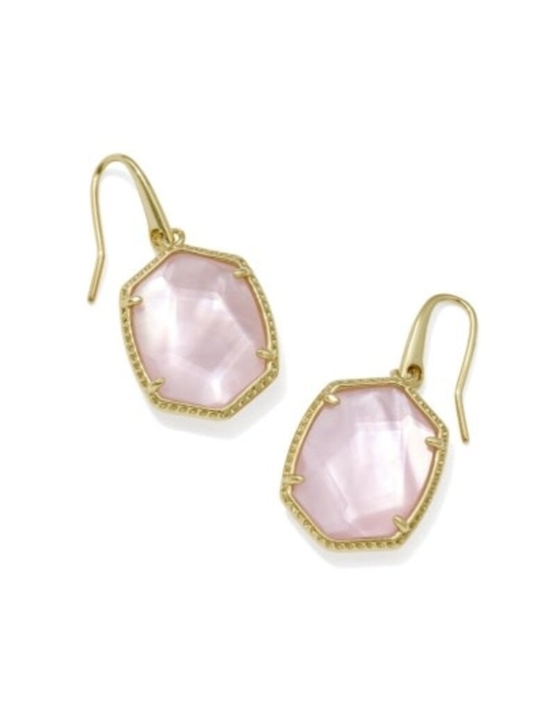 KENDRA SCOTT DESIGN Daphne Gold Frame Drop Earrings in Light Pink Mother-of-Pearl