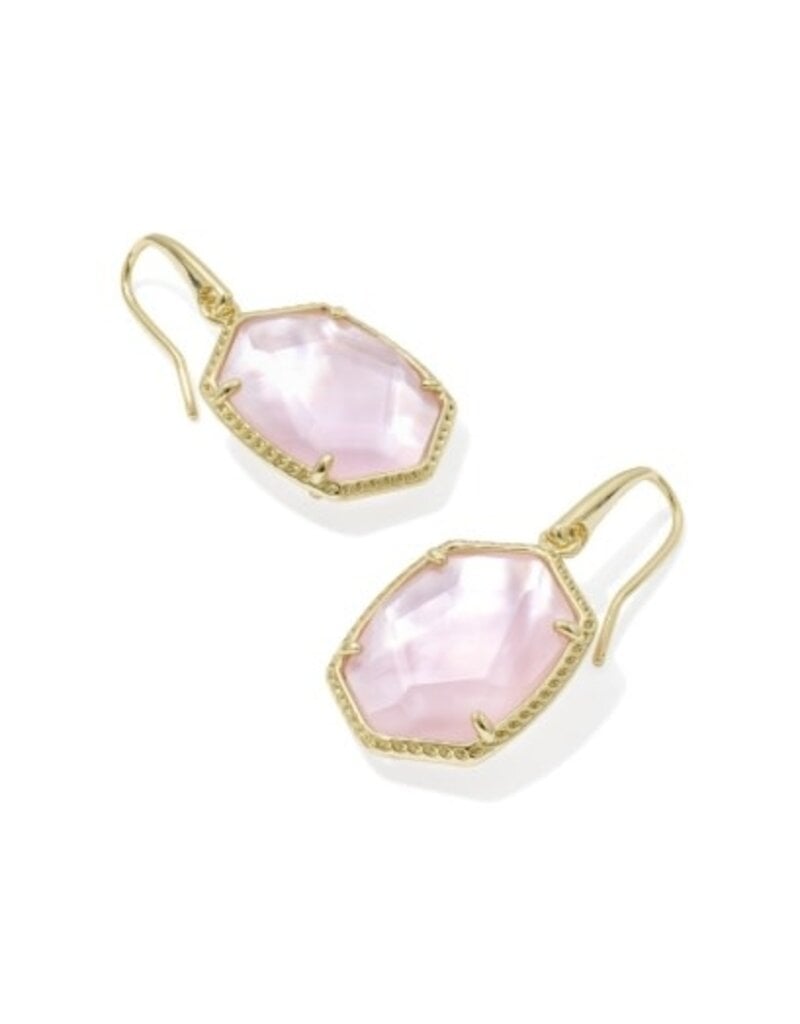 KENDRA SCOTT DESIGN Daphne Gold Frame Drop Earrings in Light Pink Mother-of-Pearl
