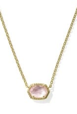 KENDRA SCOTT DESIGN Daphne Gold Frame Short Pendant Necklace in Light Pink Mother-of-Pearl