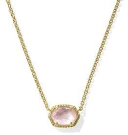 KENDRA SCOTT DESIGN Daphne Gold Frame Short Pendant Necklace in Light Pink Mother-of-Pearl
