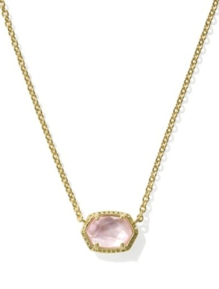 KENDRA SCOTT DESIGN Daphne Gold Frame Short Pendant Necklace in Light Pink Mother-of-Pearl