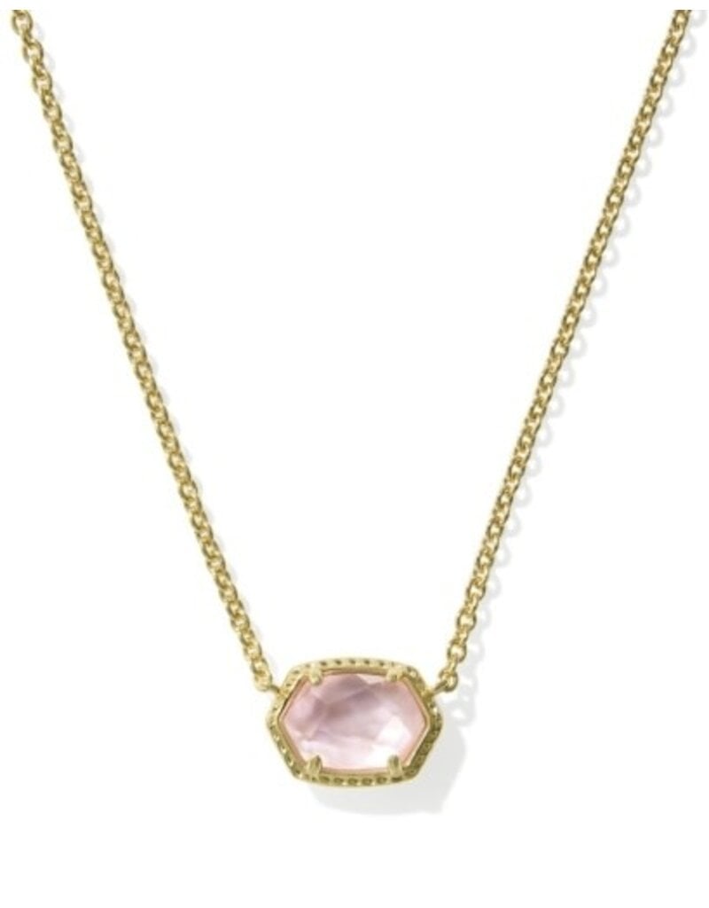 KENDRA SCOTT DESIGN Daphne Gold Frame Short Pendant Necklace in Light Pink Mother-of-Pearl