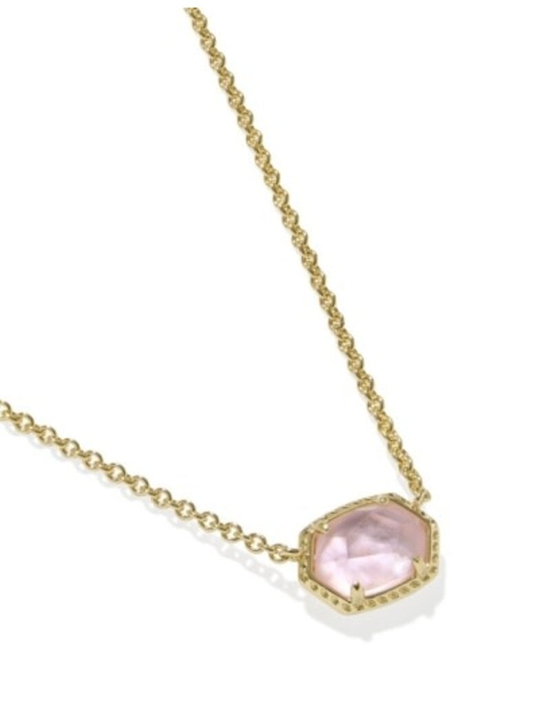 KENDRA SCOTT DESIGN Daphne Gold Frame Short Pendant Necklace in Light Pink Mother-of-Pearl