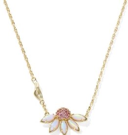 KENDRA SCOTT DESIGN Anya Flower Gold Short Pendant Necklace in Light Pink Mix