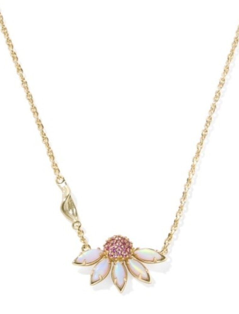 KENDRA SCOTT DESIGN Anya Flower Gold Short Pendant Necklace in Light Pink Mix