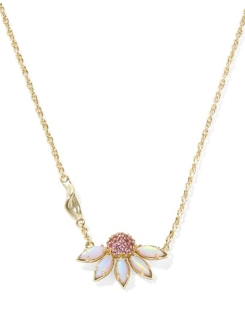 KENDRA SCOTT DESIGN Anya Flower Gold Short Pendant Necklace in Light Pink Mix