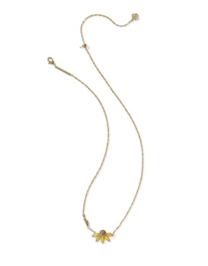 KENDRA SCOTT DESIGN Anya Flower Gold Short Pendant Necklace in Yellow Mix