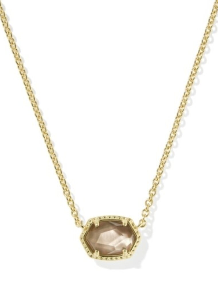 KENDRA SCOTT DESIGN Daphne Gold Frame Short Pendant Necklace in Taupe Mother-of-Pearl