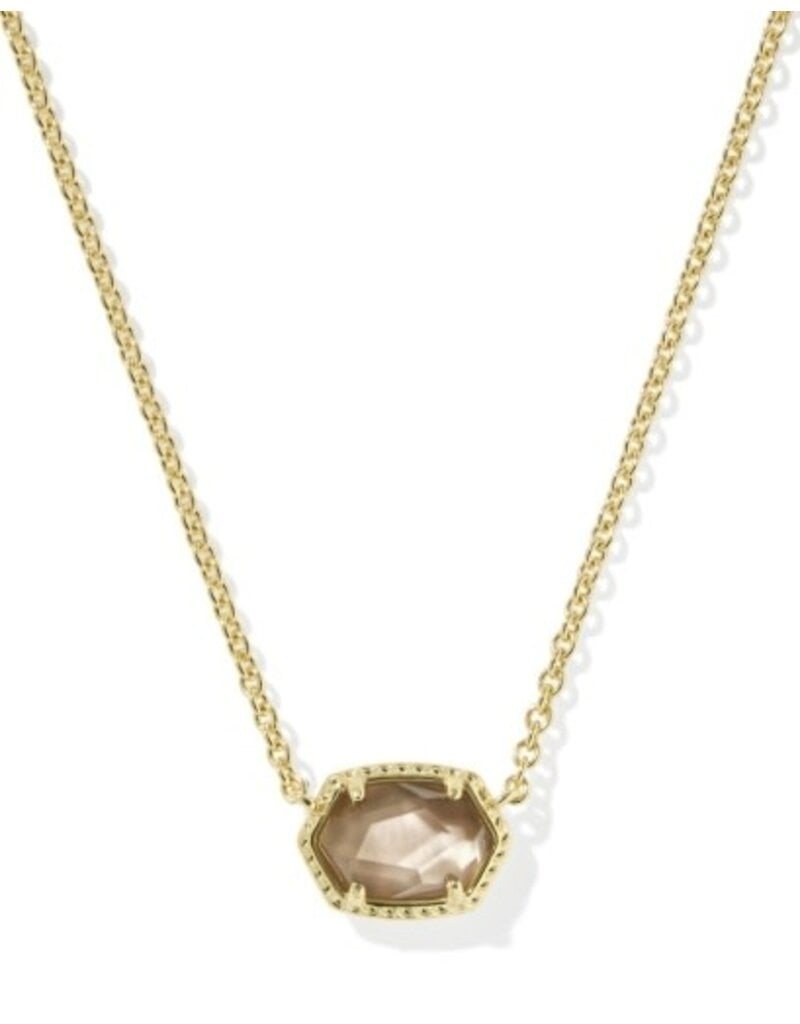 KENDRA SCOTT DESIGN Daphne Gold Frame Short Pendant Necklace in Taupe Mother-of-Pearl