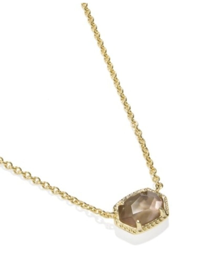 KENDRA SCOTT DESIGN Daphne Gold Frame Short Pendant Necklace in Taupe Mother-of-Pearl